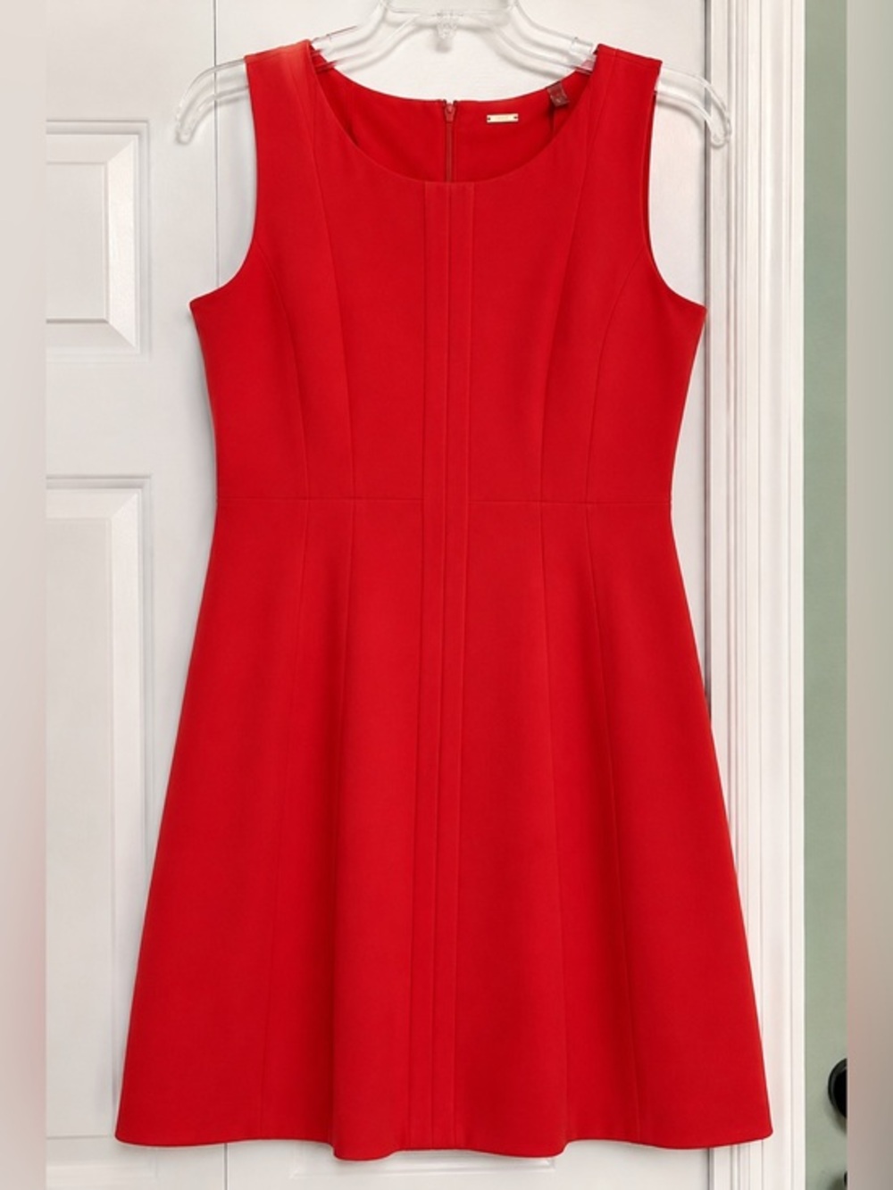 Elie Tahari Red Coral Sleeveless A-Line Midi Dress Career NWT FLAW 12 #2686